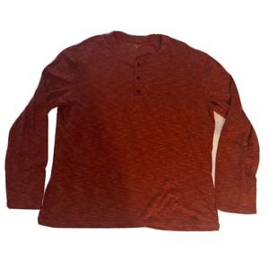 Garnet Hill Men's Relaxed Henley‎ Shirt Heather Burgundy Size Large